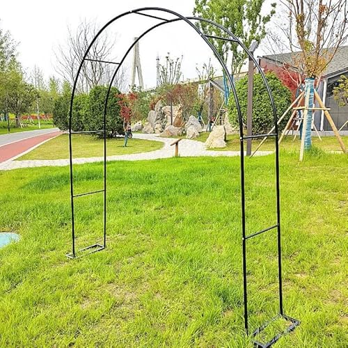 Verzinkt Rosenbogen Metall Pergola Rankhilfe Rankgitter Torbogen Für Kletterpflanzen Wetterfest Und Freistehend, Breit 120cm 150cm 180cm 200cm (W230xH220cm, Schwarz) von TJJTQP