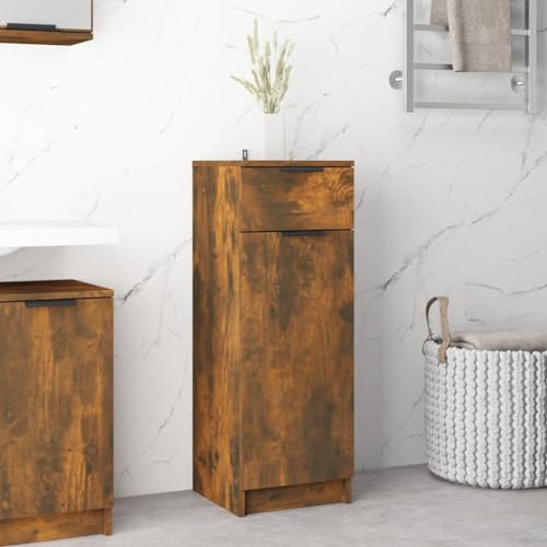 TJROO Badezimmerschrank Sideboard Aufbewahrungsschrank Innenmöbel für Wohnzimmer Schlafzimmer oder jeden anderen Wohnraum Minimalistisches Design Eiche Smoke 32 x 34 x 90 cm von TJROO