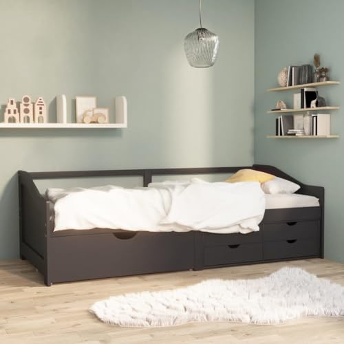 TJROO Bettgestell - Keine Matratze 204 x 98 x 66 cm 3-Sitzer Multifunktional aus Holz mit Schubladen Grau Möbel Schlafzimmer aus Massivholz Kiefer von TJROO