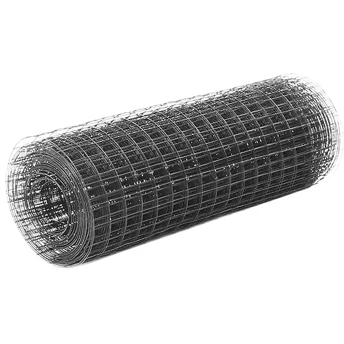 TJROO Gartenzaun für Hühnerstall aus Stahl und PVC, 10 x 0,5 m, grau, multifunktionaler Maschendrahtzaun 12 x 12 mm, wasserdicht, für den Außenbereich, Dekoration oder Schutz für Geflügel von TJROO