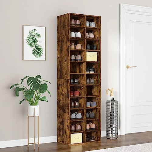 TJROO Schuhschrank 54 x 34 x 183 cm Slim Schuhregal Platzsparend Schuhregal Schuhregal Organizer Möbelschrank Eingangsbereich Schuhregal Holz Multischicht Eiche Rauch von TJROO