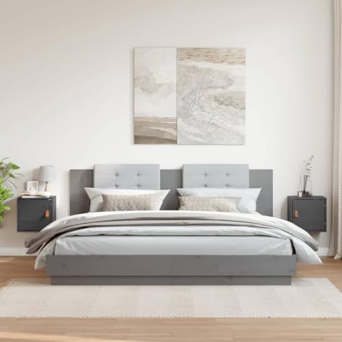 TJROO Schwebender Mobiler Wandschrank 2 Stück Multifunktionale Inneneinrichtung Aufbewahrungsschrank für Wohnzimmer Schlafzimmer oder Küche Elegantes und modernes Design Grau 31,5x30x30 cm von TJROO