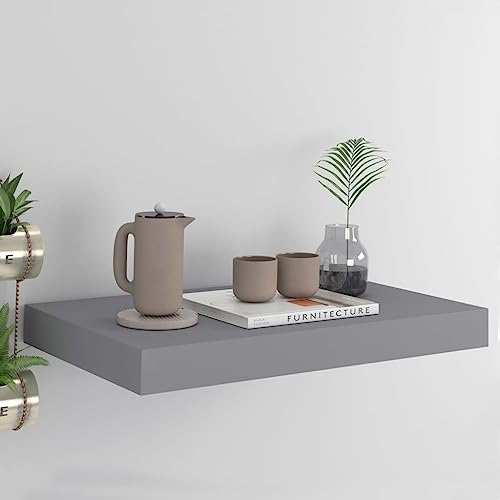 TJROO Schwebendes Regal, Eckregal, Wandregal mit einem unsichtbaren Montagesystem, Dekoration für Wände, leeres Design, platzsparend, Grau, 40 x 23 x 3,8 cm von TJROO