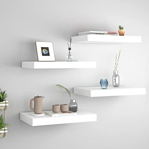 TJROO Schweberegal, Eckregal, 4 Stück, Wandregal mit einem unsichtbaren Montagesystem, Dekoration für Wände, leeres Design, platzsparend, weiß, 40 x 23 x 3,8 cm TJROO Schweberegal, Eckregal, 4 Stück, Wandregal mit einem unsichtbaren Montagesystem, Dekoration für Wände, leeres Design, platzsparend, weiß, 40 x 23 x 3,8 cm von TJROO