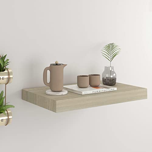 TJROO Schweberegal Eckregal Wandregal mit einem unsichtbaren Montagesystem Dekoration für Wände leer Design platzsparend Eiche 40 x 23 x 3,8 cm von TJROO
