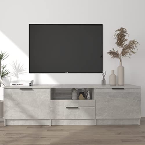 TJROO TV-Möbel mit Schubladen, Zementgrau, 140 x 35 x 40 cm, Holz, mehrschichtig, Kommode, Holz, TV-Möbel, TV-Möbel, mit Schubladen von TJROO