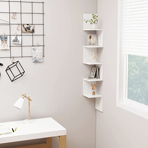 TJROO Wandregal Eckregal Multifunktionales Hängeregal Inneneinrichtung für Wohnzimmer Schlafzimmer oder Küche Elegantes und modernes Design Weiß 20 x 20 x 127,5 cm von TJROO