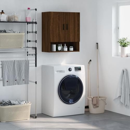 TJROO Wandschrank Aufbewahrungsschrank Innenmöbel für Schlafzimmer Wohnzimmer oder jeden anderen Wohnraum Anrichte minimalistisches Design Eiche Braun 60 x 31 x 70 cm von TJROO