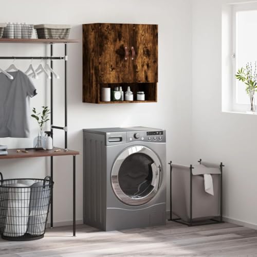 TJROO Wandschrank Aufbewahrungsschrank Innenmöbel für Wohnzimmer Schlafzimmer oder jeden anderen Wohnraum Minimalistisches Design Eiche Rauch 60 x 31 x 70 cm von TJROO