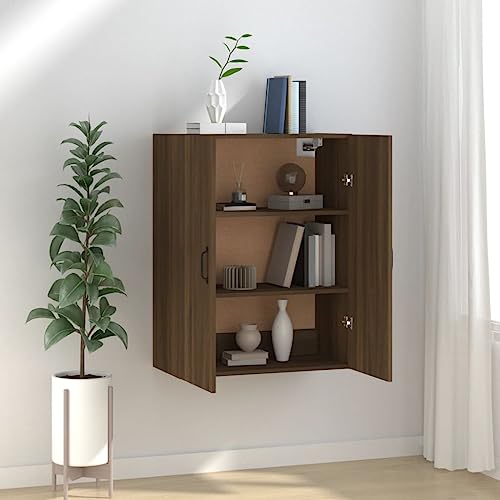 TJROO Wandschrank Aufbewahrungsschrank Sideboard Innenmöbel für Wohnzimmer Schlafzimmer oder jeden anderen Wohnraum Minimalistisches Design Eiche Braun 69,5 x 34 x 90 cm von TJROO