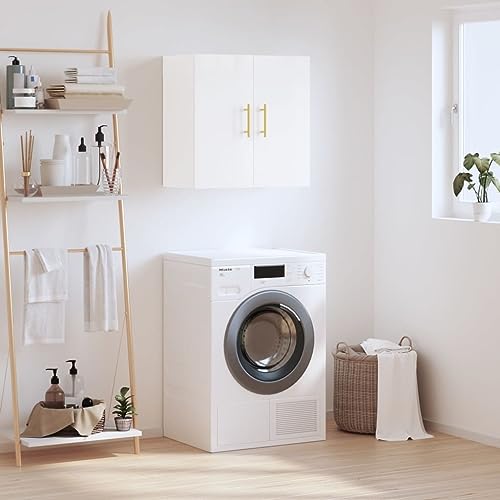 TJROO Wandschrank Innenmöbel Aufbewahrungsschrank Anrichte für Schlafzimmer Wohnzimmer oder jeden anderen Wohnraum minimalistisches Design Weiß glänzend 60 x 31 x 60 cm von TJROO