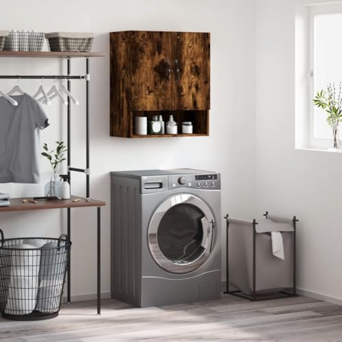 TJROO Wandschrank Innenmöbel Sideboard Aufbewahrungsschrank für Schlafzimmer oder jeden anderen Wohnraum Minimalistisches Design Eiche Rauch 60 x 31 x 70 cm von TJROO