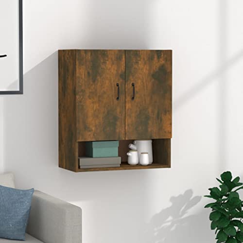 TJROO Wandschrank Sideboard Aufbewahrungsschrank Innenmöbel für Wohnzimmer Schlafzimmer oder jeden anderen Wohnraum Minimalistisches Design Eiche Rauch 60 x 31 x 70 cm von TJROO
