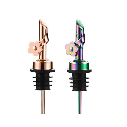 TJUSPIRIT 2 Stück Ausgießer aus Edelstahl, Olivenöl Ausgießer Flaschenausgießer Weinausgießer für Weinflaschen Olivenöl Ölflaschen usw.(Rosegold+Bunt) von TJUSPIRIT