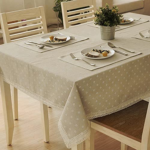 Tischdecke aus Baumwolle und Leinen von TJW mit weißen Gänseblümchen, 140*200cm von TJW