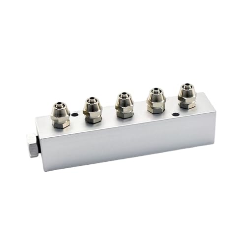 Luftrohrverteiler Verteiler Gasquellenverteiler Schnelldrehset 25X25/Anschluss 6mm Rohr(1 input 5 output) von TJXADNEV