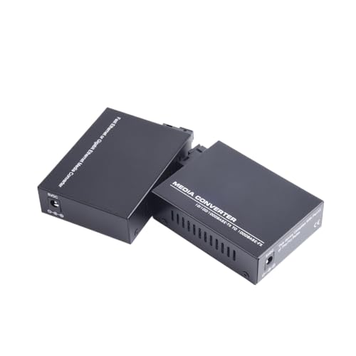 TJXADNEV 1 Paar Gigabit-Konverter 10/100/1000 Mbit/s Singlemode 1 Glasfaser auf 2 RJ45 UPC/abgewinkelte SC-Ports mit physischem Kontakt(1000M Converter) von TJXADNEV