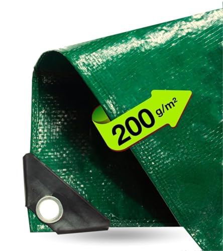 2x2 m Abdeckplane wasserdicht - 200 g/m² Gewebeplane - Plane für Holz mit Ösen mit zusätzlicher Eckverstärkung von TK Gruppe Timo Klingler