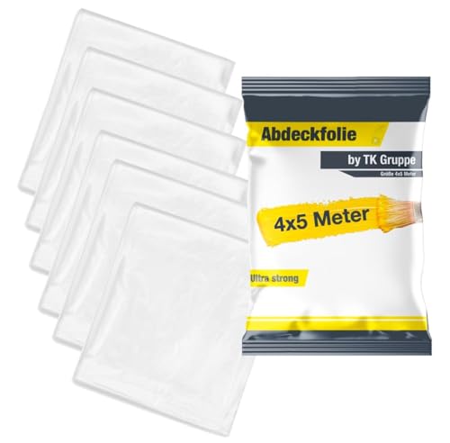50x Easy Clean - 1000 qm - 4 x 5 m Abdeckfolie - extrastark & extradick - transparent - Abdeckplane als Malerzubehör von TK Gruppe Timo Klingler