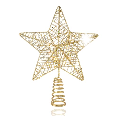 Stern Christbaumspitze Baumspitze Spitze Aufstecker für Tannenbaum Tannenbaumspitze Weihnachtsbaum Weihnachten (Gold) von TK Gruppe Timo Klingler