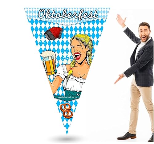 Dekotalent® XXL 150 x 90 cm Wimpel Dreieck Wiesn Deko Dekoration zum Aufhängen für Ihr Oktoberfest Dahoam von TK Gruppe Timo Klingler