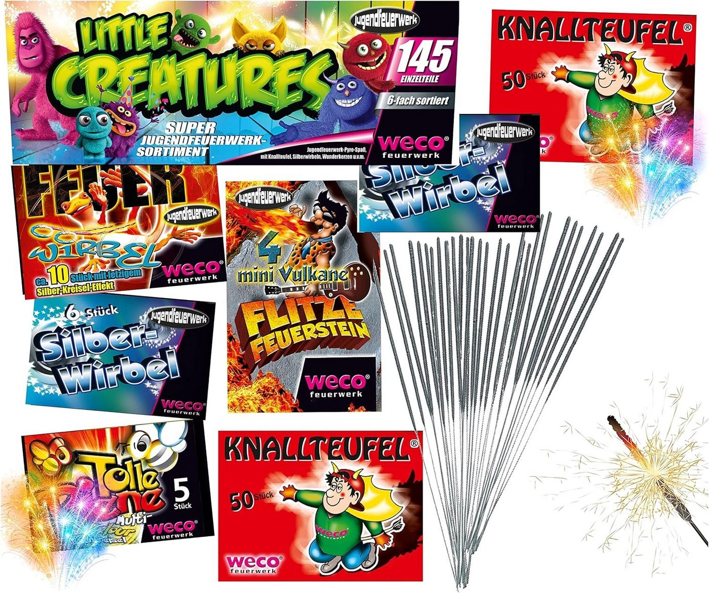 TK Gruppe Geburtstagskerze 145 Teile Little Creatures - Tischfeuerwerk Kat. 1 - Silvester (145-tlg) von TK Gruppe