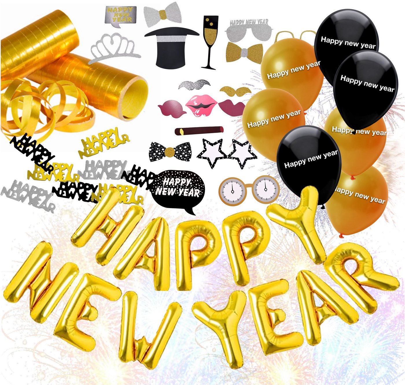 Dekotalent® Hängedekoration 5x XXL Silvester Deko Set - Neujahrsdeko - New Year Decoration (Packung, 1 St) von Dekotalent®