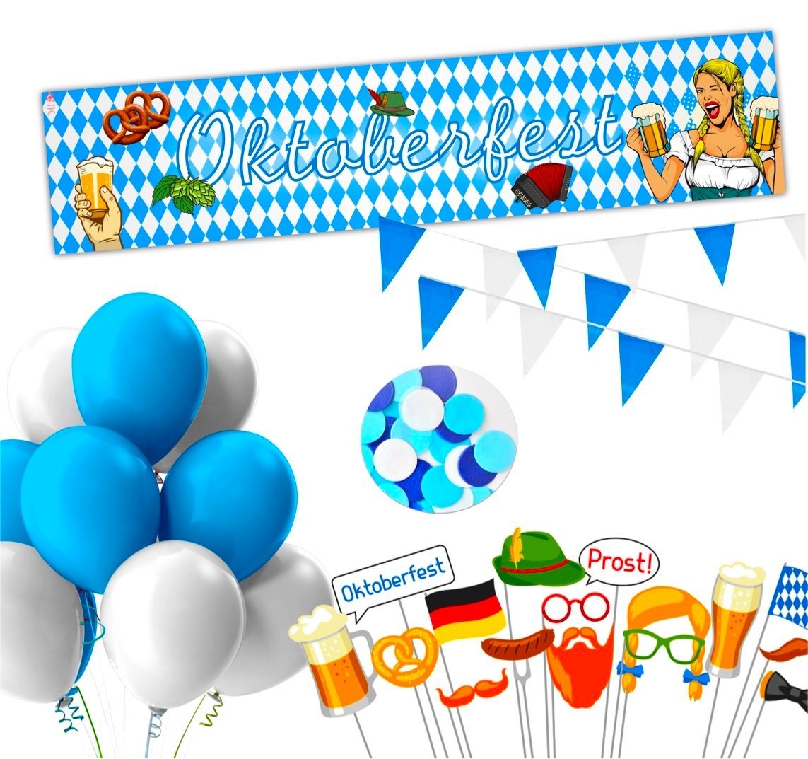 Dekotalent® Hängedekoration XXL Bayrisches Wiesn Dekoration Set - über 100 Teilen - Oktoberfest (Set, Oktoberfest Deko), mehr als 100 Teilen / Wiederverwendbar von Dekotalent®