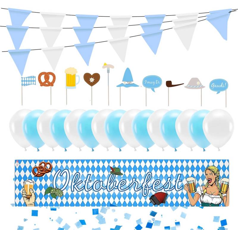 Dekotalent® Hängedekoration XXL Bayrisches Wiesn Dekoration Set - über 100 Teilen - Oktoberfest (Set, Oktoberfest Deko), mehr als 100 Teilen / Wiederverwendbar von Dekotalent®