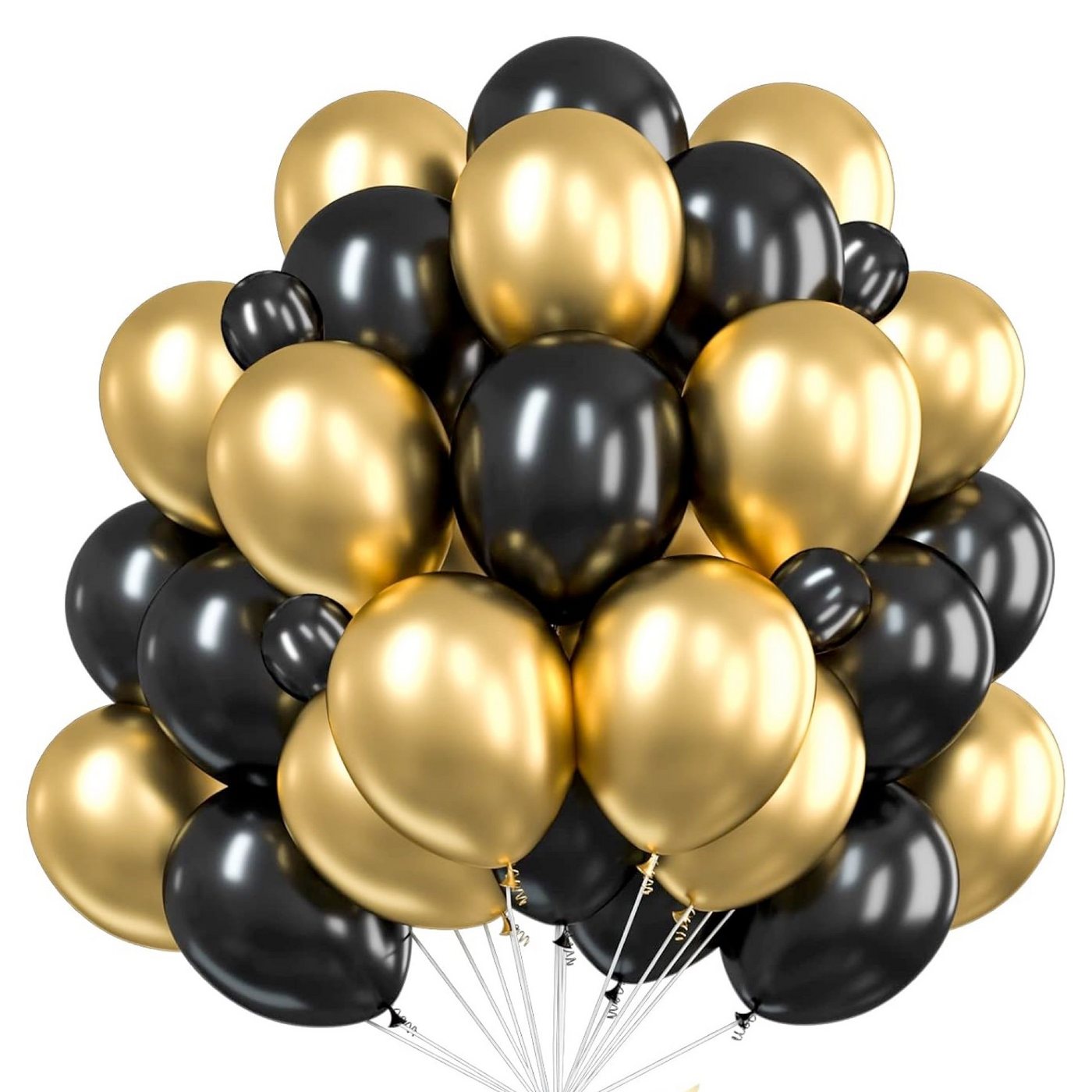 Dekotalent® Luftballon 150x Luftballons Ballons Luft, Helium schwarz-gold mix - Silvester von Dekotalent®