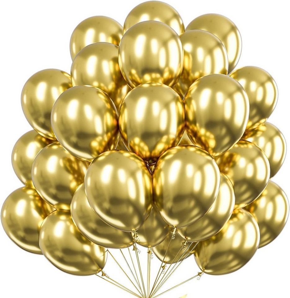 Dekotalent® Luftballon 200x Luftballons Ballons Luftballon Luft, Helium gold Hochzeit Deko, Schadstofffrei von Dekotalent®