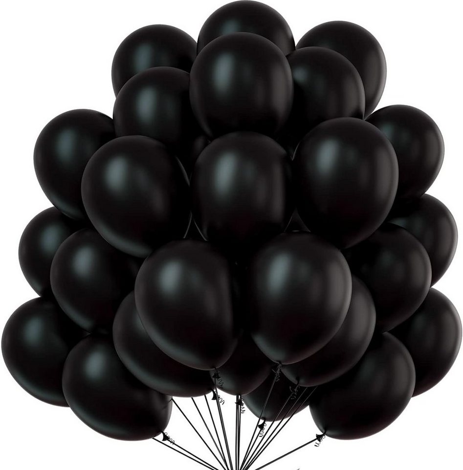 Dekotalent® Luftballon 50x Luftballons Ballons Luftballon Luft, Helium schwarz Hochzeit Deko von Dekotalent®