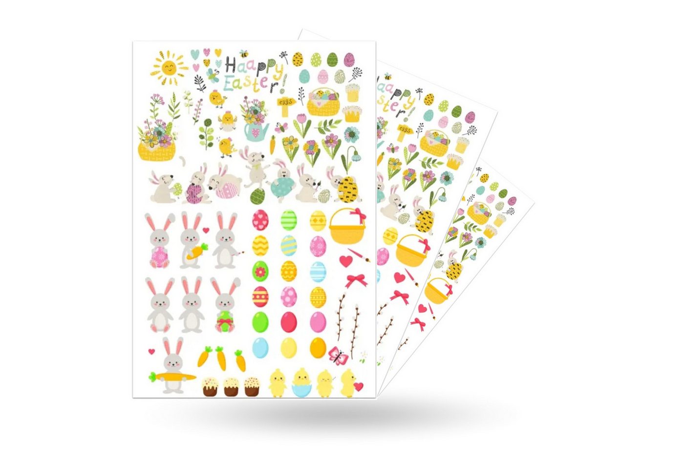 Hey!Easter® Sticker 2x Aufkleber Ostern Sticker mit 50 Motiven zum bekleben von Ostereier, (Set 2-tlg), 2x 50 verschiedene Motive von Hey!Easter®