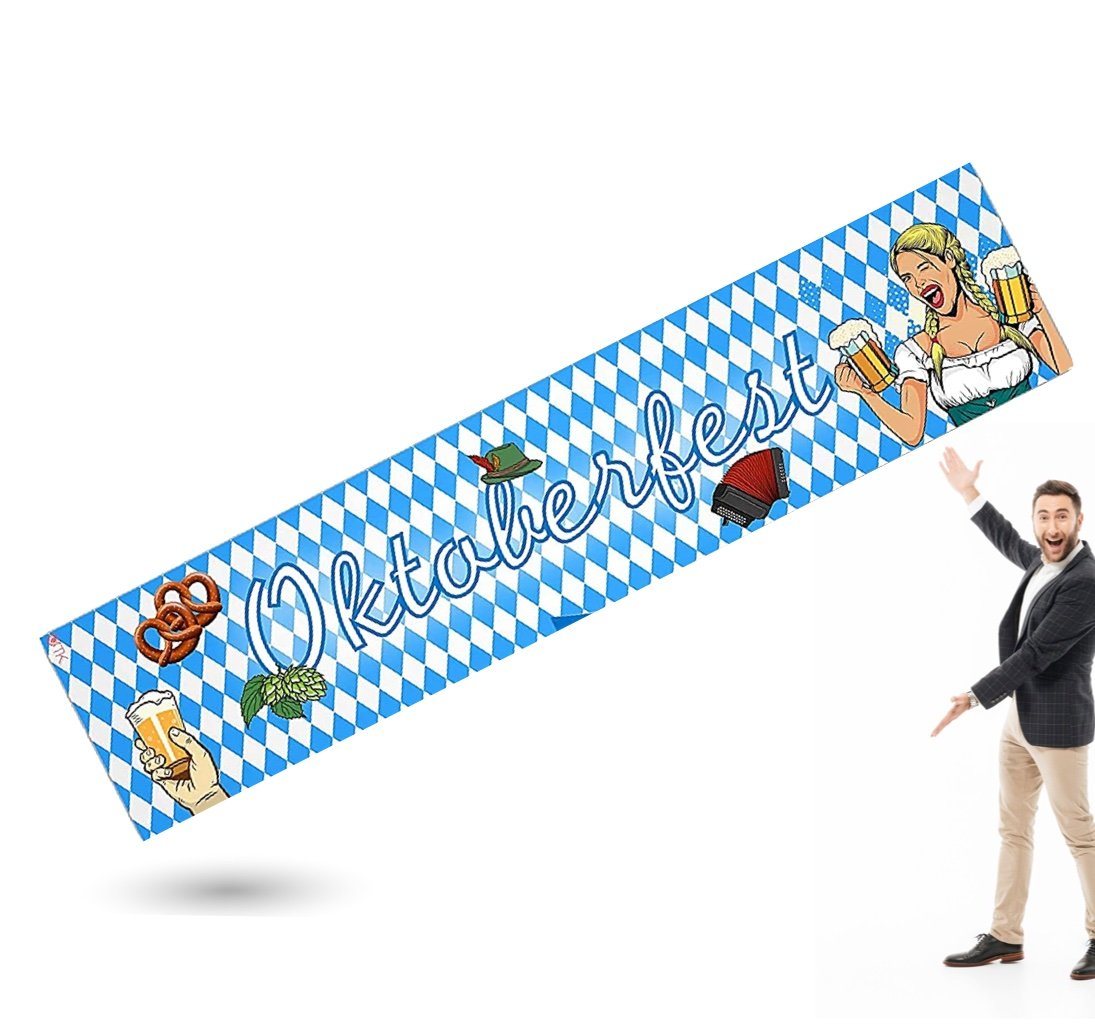 Dekotalent® Hängedekoration 3x Banner Oktoberfest XXL Wimpel 40x 150cm - Wiesn Deko Dekoration (3er Set, 3 St., 3x Banner zum Aufhängen), Einfache Montage / Wetterfest von Dekotalent®