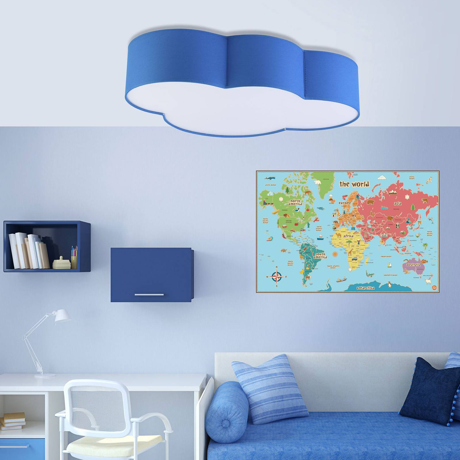 Deckenleuchte Cloud, Textil, 62 x 45 cm, blau von TK Lighting