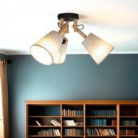 Deckenleuchte Wohnzimmer 3-flammig Leinen Holz Metall von TK Lighting