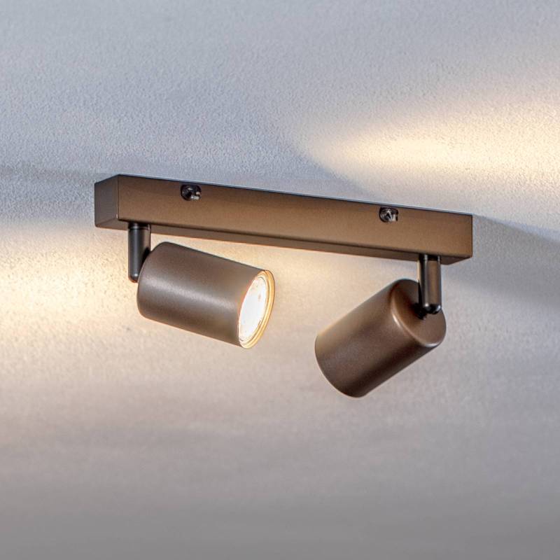 Deckenspot Top, justierbar, braun, zweiflammig linear von TK Lighting