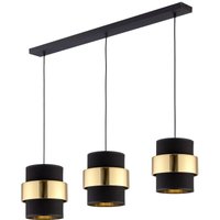Hängelampe Stoff Metall 3-flammig Schwarz Gold Modern von TK Lighting