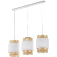 Hängelampe Weiß Natur Stoff Rattan E27 Boho Esstisch von TK Lighting