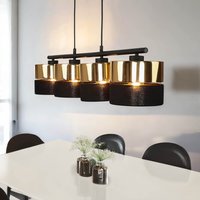 Hängeleuchte Schwarz Gold verstellbar Metall Stoff E27 Hängeleuchte Schwarz Gold verstellbar Metall Stoff E27 von TK Lighting