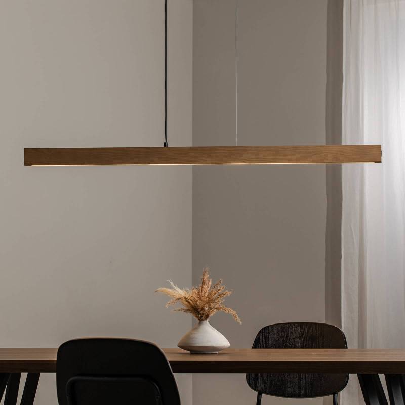 LED-Holzhängeleuchte Teo, kiefer, 126 cm, Touchdimmer von TK Lighting