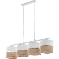 Pendelleuchte Weiß Braun 4-flammig Metall Stoff Jute E27 Pendelleuchte Weiß Braun 4-flammig Metall Stoff Jute E27 von TK Lighting