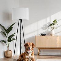 Stehlampe Metall Stoff 165 cm Dreibein Schwarz Weiß E27 von TK Lighting