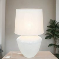 Tischlampe Weiß Silber groß 62 cm Stoff Glas E27 Tischlampe Weiß Silber groß 62 cm Stoff Glas E27 von TK Lighting