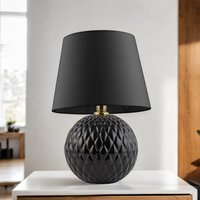 Tischleuchte Schwarz 60 cm hoch Glas Stoff E27 DOLORES Tischleuchte Schwarz 60 cm hoch Glas Stoff E27 DOLORES von TK Lighting