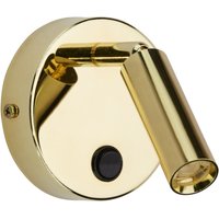 Wandlampe mit Schalter schwenkbar Metall in Gold rund von TK Lighting