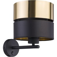 Wandleuchte mit Schalter Stoff Metall Schwarz Gold E27 von TK Lighting