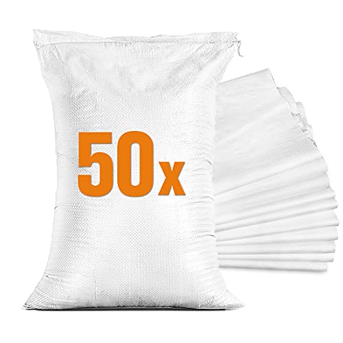 TK THERMALKING 50x Sandsäcke für Hochwasser - Sandsack leer mit Zugband zum Befüllen – Hochwasserschutz Kellerfenster – PP Gewebesack Weiß (40 x 60 cm) von TK THERMALKING