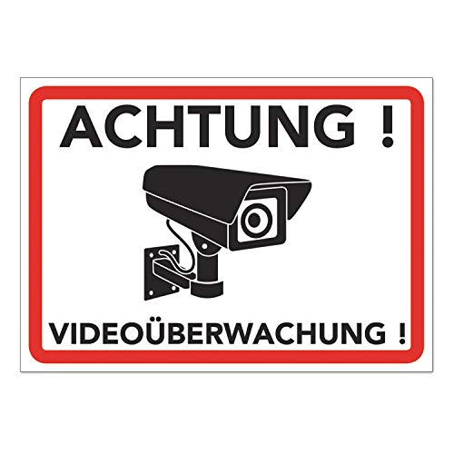 Achtung Videoüberwachung Schild - Warnschild - Hinweisschild für Kameraüberwachung - Video Überwachungsschild - Dieser Bereich Wird videoüberwacht (20x15 cm) (1 STK. Achtung Videoüberwachung) von TK THERMALKING
