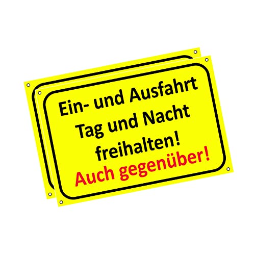 Einfahrt freihalten Schilder - Ausfahrt freihalten Schild - auch gegenüber - Parken verboten - Garage Tag und Nacht freihalten (30x20 cm) (2 Stk. Einfahrt freihalten Tag und Nacht) von TK THERMALKING